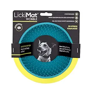 LickiMat Wobble, Dog Slow Feeder Bowl Lick Mat, Boredom Anxiety Reducer; Perfect for Food, Treats, Yogurt, or Peanut Butter. Fun Alternative to a Slow Feed Dog Bowl, Turquoise