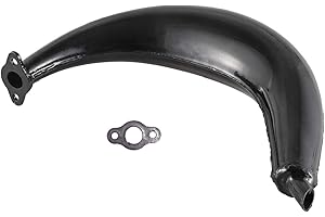 HGC 40mm Half Moon Banana Silencer Muffler Exhaust Pipe Bigger High Performance For 49cc 60cc 66cc 80cc 2-Stroke Engine Motor Motorized Motorised Bicycle Bike Upgrade Black