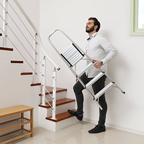 Songmics Alu Klapptritt Leiter138 x 43 x 11 cm Klappmaß GLT140 - 7