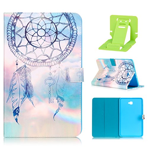 Samsung Galaxy Tab A 10.1 Hülle,Galaxy Tab A 10.1 (2016) Ledertasche Smart Cover,Ekakashop Bunt Muster Painting Fantasie Campanula Flip Magnetverschluss PU Leder Wallet Case Kunstleder Etui Schale Ständer Tasche Etui Schutzfolie mit Einstellbarem Blickwinkel Schutzhülle und Kreditkarte Card Holder Slot für Samsung Galaxy Tab A 10.1 Zoll (2016 Version SM-T580N SM-T585N) + 1x Kostenlos Ständer (Farbe zufällig)