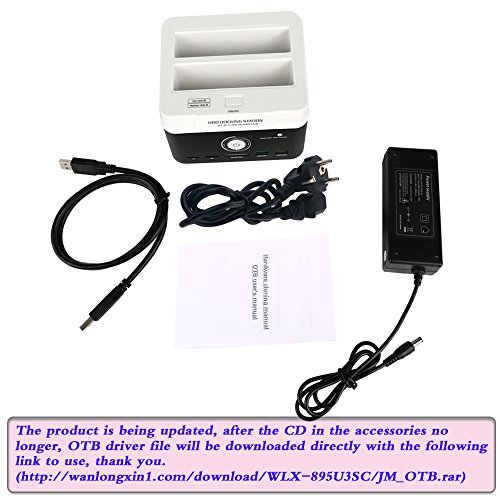 WANLONGXIN WLX-895U3SC-DE USB 2.0 auf SATA Dual-Steckplätze Externe Festplattenlaufwerk-Dockingstation mit Offline-Klon-Funktion und Kartenleser, für 2.5 3.5 Zoll HDD SSD SATA I / II / III Bis zu 2 x 8TB - 5
