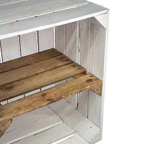 Weiße gebrauchte Obstkiste mit Regalboden vom Kistenbaron, perfekt als Schuh- oder Bücherregal - 2