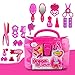 Produktbild Etbotu Kinder Schönheitssalon Spielzeug Schönheit Fall mit Fön Kamm Parfüm Flasche Lippenstift Mädchen Pretend Spiel Toys Set