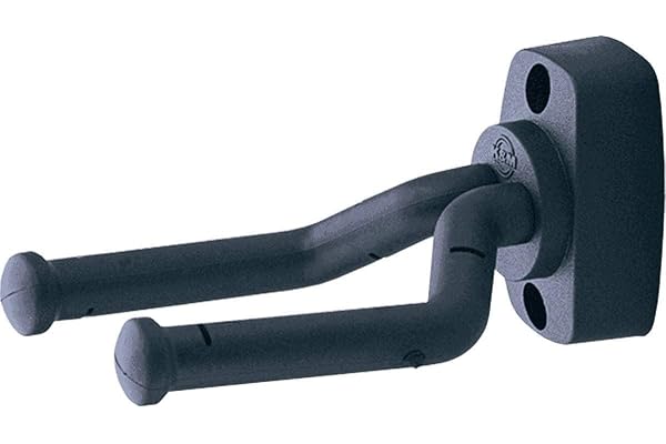 K&M 16280 Support mural universel pour guitare Noir - Arceau mobile - Convient à toutes les plaques de tête - Plastique