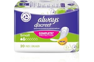 Always Discreet Lot de 20 serviettes hygiéniques pour fuites urinaires Taille S