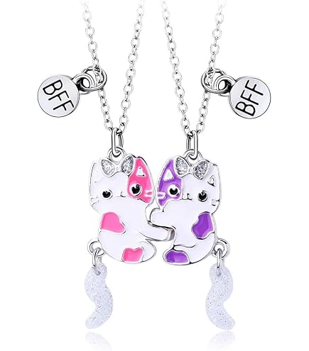 Hifot Collana Dell'Amicizia A Forma Di Puzzle Cuore Per 2 – Regalo Per Bimba E Ragazza, Colore Argento, Lunga 51 Cm - 5