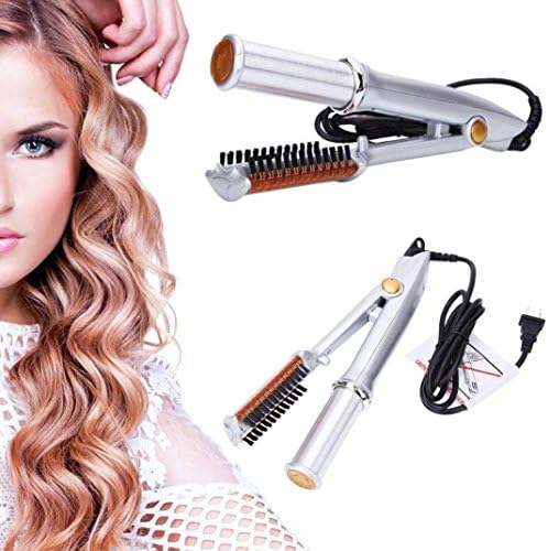 ALKK Curlers Ceramic Thermostat Dry And Wet Hairbrush Iron And Rotation Straightener Straightening Irons 2-In-1