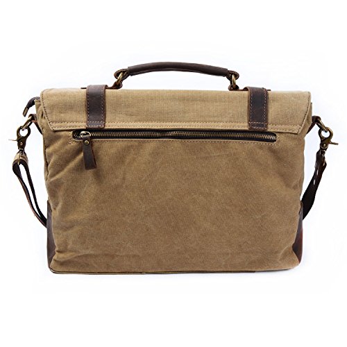 S-ZONE Vintage Messenger Bag   Umh  ngetasche   Schultertasche   Laptoptasche aus Canvas Leder Unisex Vintage ideal f  r Studium B  ro oder Freizeit O