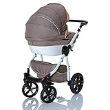 LCPKIDS Lucato 3in1 Kombi Kinderwagen Komplettset Babywanne Buggy Autositz Babyschale 0-13 kg Leder Edition - 8