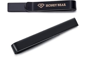 HONEY BEAR Broche de corbata delgado para hombre/niños - Skinny de acero, para regalo de boda, 4 cm, plata negra, oro rojo y azul