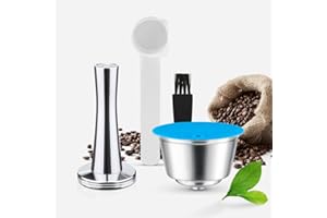 BENFUCHEN Capsulas Reutilizables Dolce Gusto Cápsula de café reutilizable recargable de acero inoxidable Filtro de café Dolce Gusto compatible con Dolce Gusto, con 1 cuchara + 1 cepillo (1 capsule +1Tamper)