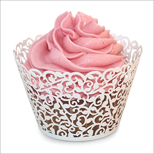 24 Cupcake Wrapper Filigrane weiß