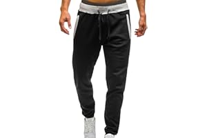 BEOKEUIOE Pantalones de chándal para hombre con botones laterales, a rayas, pantalones de chándal con cintura elástica, pantalones de chándal con bolsillos, botones, pantalones de baloncesto sueltos