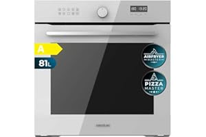 Cecotec Four Encastrable Multifonction 60 cm Bolero Hexa AF316000 Glass White A 3400 W, 81 L, 11 Fonctions avec Airfryer Master, Pizza Master, Steam Assist, Steam EasyClean, 3D Cooking, Defrost
