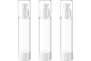 TIANZD 3 Stück 100ml Leer Airless Pumpspender Creme Spender Pumpflasche Kunststoff Kosmetik Vakuum Cremespender Transparente Reise Spenderflasche zum Befüllen Flasche für Gel Shampoo Lotion Creme