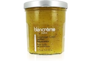 BLANCREME Blancrème Gommage Femme & Homme Corps 175ml Sucre de Miel et coques d'amande - Body Scrub 95.8% d'ingrédients d'origine naturelle Made in France - riche en fructose et glucose naturel de Miel.