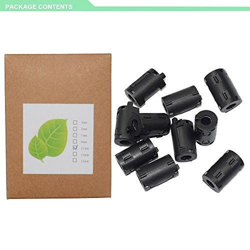 Willful 10er-Pack 11mm Durchmesser Schalter auf Ferritkern Kette Ringkerndrossel Kabelklemme Cord RFI EMI Geräusch unterdrückungs-Filter für Audio Video Power HDMI VGA DVI Kabel schwarz - 6