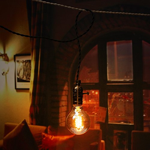 KINGSO Edison Vintage Glühbirne (E27, 60W, 220V,G80) Deko Globe Retro Glühlampe Antike Stil G80 Fadenlampe warmweiß - 6