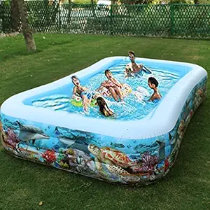 BOXO Printed Inflatable Swimming Pool for Kids and Adults Outdoor Backyard ,Garden Family Pool with Electronic Pump (10 Ft)