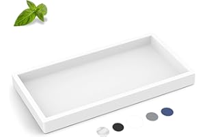 EG-SIPRO Vassoio da bagno in silicone, vassoio rettangolare ispessito infrangibile per bancone, vassoio dispenser di sapone, piccolo 19,8 x 9,9 cm, motivo marmo bianco