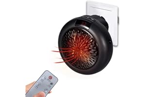 COMBLU Chauffage soufflant électrique intelligent 900 W, chauffage d'espace, prise murale, chauffage électrique avec thermostat réglable et minuteur compact pour le bureau et la maison