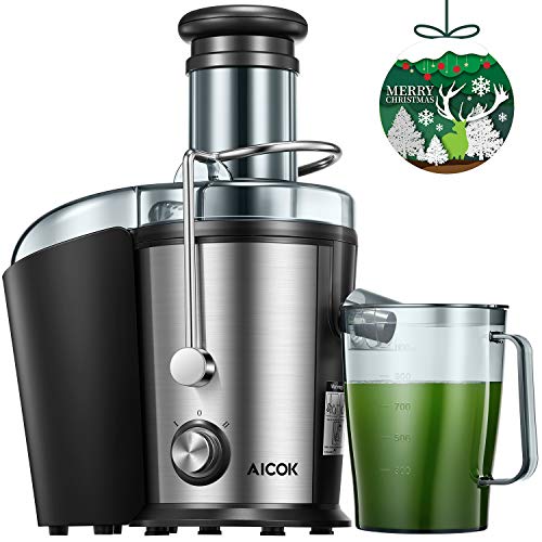 Centrifugeuse Extracteur de Jus, Aicok 800W Centrifugeuse avec 75MM Large Bouche pour Fruits et Légumes, Acier Inoxydable de Qualité Alimentaire, Anti-Goutte, Silencieux et Antidérapants, Sans BPA