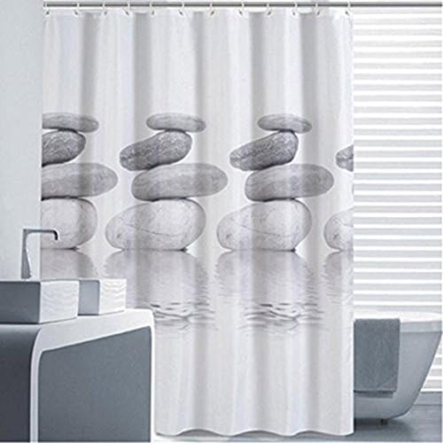 Grey Pebble Gold Being Shower Curtain Mildew Resistant and Waterproof Shower Curtain with 12 Curtain Rings, 200*200cm