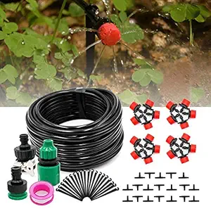 DIY Crafts Drip Irrigation System Micro Plant Watering Kit Blank Distribution Tubing Hose Dripper Sprinkler for Garden Greenhouse La (30 Pcs Sprinkle Kit, Included Pipe + Faucet Connector + Accessory)