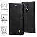 Produktbild REAL-EAGLE OnePlus 6 Hülle, Stand Hülle Etui with Karte Halterung Leder Wallet Klapphülle Flip Book Case PU Cover für OnePlus 6 2018 Smartphone. (1+6 Black)