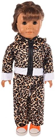 18 Inch Doll Clothing,Yanner Doll Accessories Trendy Leopard Zippered Hoodie Pajamas Sleepwear Outfit Our Generation Doll Clothes for 18 Inch American Girl Doll (fit for 18 inch Dolls, A)