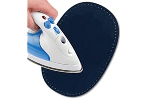 USIT, Toppe Scamosciate Termoadesive, 16x11 cm, Ideali per Riparare Pantaloni, Giacche e Camicie, Tinte Inalterabili, 2 Pezzi, Blu Medio