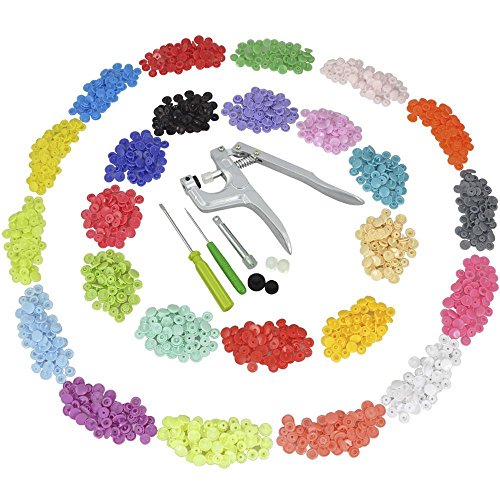 Yahee 350 Set T5 SNAPS Druckknopf Zange Druckknöpfe 25 Farben Nähfrei Buttons