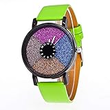 Armbanduhren Mode-Accessoires, gl?nzend bunte Zifferblatt Kunstleder Student Frauen Quarz Analog Armbanduhr - gr¨¹n