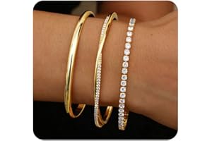 YADOCA 3 Pièces Bracelet Jonc Femme Acier Inoxydable Bracelets Femme Plaqué Or 14 Carats Bracelet Argent Femmes Bijoux pour Femmes