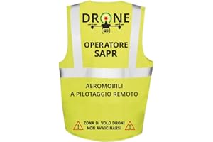 Fashion Graphic Gilet Multitasche Pilota di Apr Drone Operatore Assistente Tecnico Video Sapr Alta visibilità Giallo Giubbotto Tre Taglie Catarifrangente Sicurezza Conforme Enac (Operatore Sapr, L)