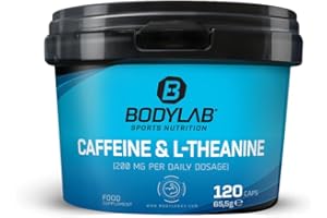 ‎BODYLAB24 Bodylab24 Caffeine & L-Theanine 120 Kapseln, mit 200mg Koffein und 200mg L-Theanin je Tagesdosis von 2 Kapseln, ideal im Alltag oder vor dem Training