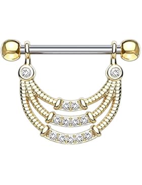 beyoutifulthings ANHÄNGER 3 REIHEN ZIRKONIA Brustwarzen-piercing Intim-piercing Brust-piercing Nippel-piercing...