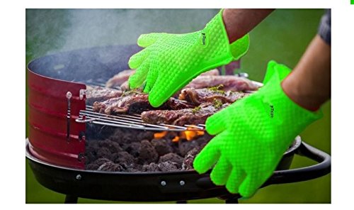 Topfhandschuhe Barbecue Handschuhe, Silikon Heat Resistant Grill Zubehör & Home Kitchen Tools für Ihre Indoor & Outdoor Bedürfnisse Kochen, Einsatz als Grillfleisch Turner oder Topflappen (Green) - 4