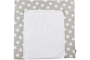 Puckdaddy Fasciatoio Finja - 77x75 cm, fasciatoio in 100% cotone con motivo di stelle e punti in grigio, morbido fasciatoio per fasciatoio, lavabile in lavatrice