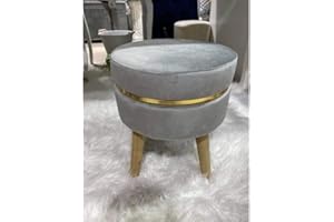 VEA SRL Sgabello poggiapiedi Sunshine GRIGIO 35x41,5 cm, Pouf per postazione trucco camera ragazza, Pouf camera make up, Pouf letto Vanity (TIA 55208)