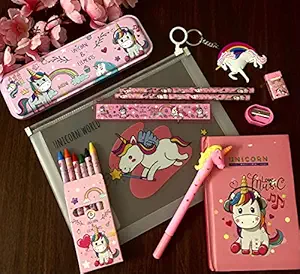 Le Delite Unicorn Combo Set for Girls Kids/ Unicorn Diary with Pen, Cute Mini Diary for Girls Kids, Stylish Diary for Kids , Kids Pocket Diary , Unicorn Wallet, Stationary Unicorn Clear Folder Pouch