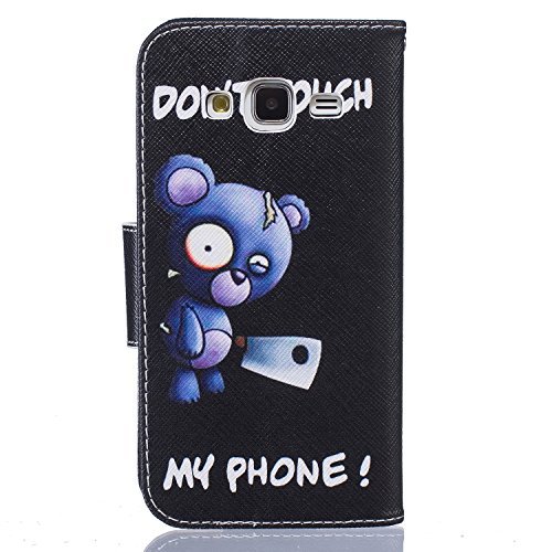 Coque pour Samsung Galaxy J3,Housse en cuir pour Samsung Galaxy J3,Ecoway Rétro motif coloré étui en cuir PU Cuir Flip Magnétique Portefeuille Etui Housse de Protection Coque Étui Case Cover avec Stand Support Avec des Cartes de Crédit Slot et Fonction Support pour Samsung Galaxy J3 - Ours Bleu