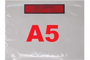 UNIVERS GRAPHIQUE 100 a 10 000 pochettes porte document format A5 adhésives transparente imprimée documents ci-inclus et documents Enclosed autocollante C5 225 x 165 mm pour colis paquets petite palette REF UGPAI3-500