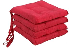 Corredocasa Set di 4 Cuscini per Sedia con Lacci a 4 Punti, Imbottiti e Rivestiti in PoliCotone - Design Confortevole, Made in Italy, Coprisedie in Diversi Colori per Cucina Casa (Bordo')