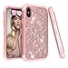 Produktbild Für iPhone XS Max Hülle , 2018 Glitzer Handytasche Mädchen Glitter Sparkle Bling Strass Hart PC Hardcase Bumper Cover for iPhone XS Max (Roségold)