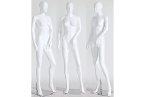 Eurohandisplay manichini femminili LF4-6 astratto bianco opaco manichino naso e bocca a forma di manichino (LF4-6 donna bianco)