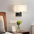 Wchyanr Bedside Wall Lamp with USB Port, Modern Simple Bedroom Wall Lamp with Fabric Cover, Reading Lamp, Creative Indoor Wall Lamp for Bedroom, Study, Hotel (W-U-1058)