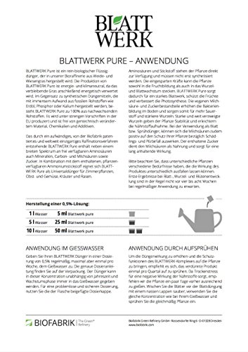 BLATTWERK Pure Bio Düngemittel – 1.000ml: 100% veganer, organischer NPK Dünger mit Aminosäuren. Flüssiger Naturdünger aus Gras - 3