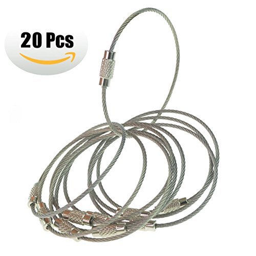 20pcs Stainless Steel Wire Keychain Cable Key Ring for Outdoor Hiking