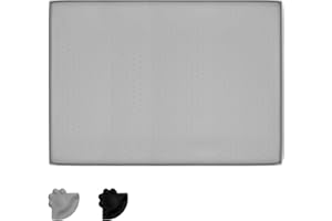 MOACC Tappetini Sottociotola per Cani, Tappetino per Ciotola di Cibo Antiscivolo per Animali con Disegni di Zampe Perfetto per Proteggere Il Pavimento da Liquidi(Grigio Dot Pattern, 47 x 30 cm)